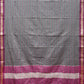 Grey Bamboo Cotton Saree with Checks Design No Blouse - Global Threads | Swadesiicart