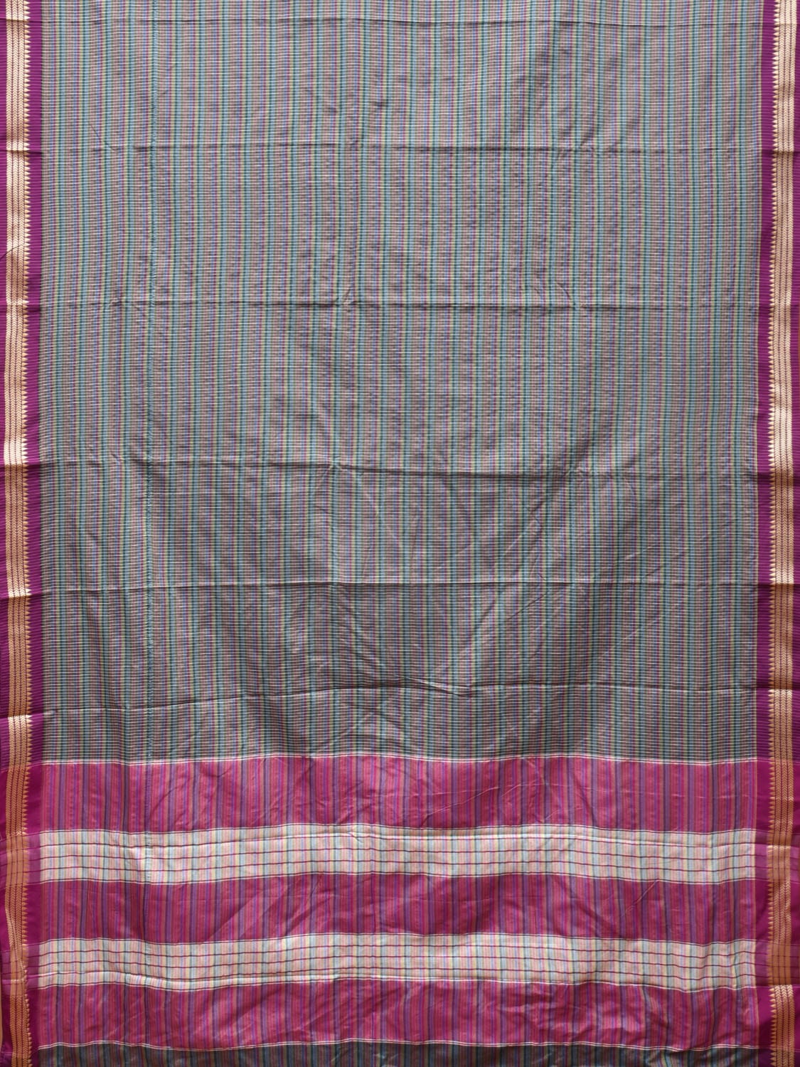 Grey Bamboo Cotton Saree with Checks Design No Blouse - Global Threads | Swadesiicart