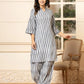 Yufta Grey Cotton Ikat Co-Ord Set - Swadesiicart