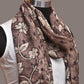 Grey Kalamkari Hand Painted Cotton Silk Stole with Floral Design - Global Threads | Swadesiicart