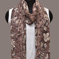 Grey Kalamkari Hand Painted Cotton Silk Stole with Floral Design - Global Threads | Swadesiicart