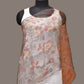 Grey Kalamkari Hand Painted Organza Stole with Floral Design - Global Threads | Swadesiicart