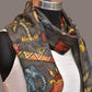 Grey Kalamkari Hand Painted Sico Stole with Village and Animals Theme Design - Global Threads | Swadesiicart