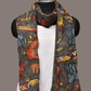 Grey Kalamkari Hand Painted Sico Stole with Village and Animals Theme Design - Global Threads | Swadesiicart