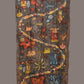 Grey Kalamkari Hand Painted Sico Stole with Village and Animals Theme Design - Global Threads | Swadesiicart