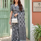 Anaita Grey Linen Cotton Woven Saree With Blouse