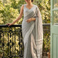 Anaita Grey Linen Zari Work Saree With Blouse