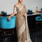 Anaita Grey Linen Zari Work Saree With Blouse