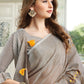 Anaita Grey Linen Embroidery Saree With Blouse