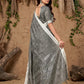 Anaita Grey Linen Cotton Zari Work Saree With Blouse