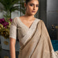 Anaita Grey Linen Zari Work Saree With Blouse