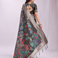 Anaita Grey Linen Cotton Woven Saree With Blouse