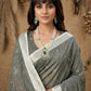 Anaita Grey Linen Cotton Zari Work Saree With Blouse