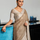 Anaita Grey Linen Zari Work Saree With Blouse