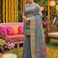Anaita Grey Linen Cotton Woven Saree With Blouse
