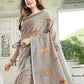 Anaita Grey Linen Embroidery Saree With Blouse