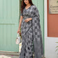 Anaita Grey Linen Cotton Woven Saree With Blouse