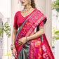 Anaita Grey Silk Saree With Blouse Piece