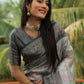 Anaita Grey Woven Design Pure Kanjivaram Soft Satin Silk Saree With Blouse
