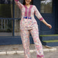 Pink Rayon abstract & Floral Printed Top with Matching Bottom - Eesha - Swadesiicart