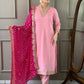 Partywear Designer Viscose Silk Blend Pink Stitched Suit With Dupatta - Tanisha | Swadesiicart
