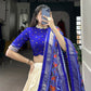 Lorenvalley Offwhite and Royalblue Tussar Silk Patola Print Lehenga Choli | Swadesiicart