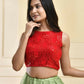 Amodini Designer Studio Red Cutdana Sequined Sleeveless Padded Blouse