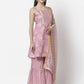 Myshka Women Peach Cotton Blend Printed Sleeveless Shoulder Straps Kurta With Sharara & Dupatta Set | Swadesiicart