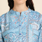Light Blue Poly Rayon Digital Printed A-line Top - Tarini - Swadesiicart