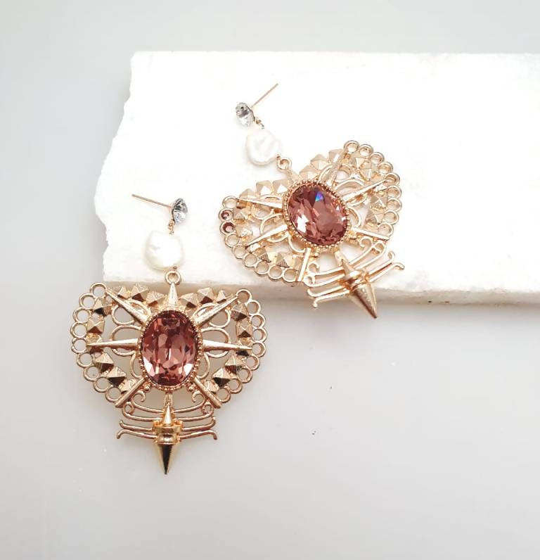 Bling Accessories Swarovski Blush Rose Earrings | Swadesiicart