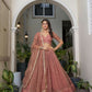 Aastha Fashion Rust Butterfly Net Tone To Tone Cotton Thread Work And Sequence Work Embroidery Wedding Wear Lehenga Choli