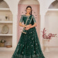 Aastha Fashion Parrot Green Butterfly Net All Over Thread Work, Zari Work And Sandwich Sequence Work Embroidery Wedding Wear Lehenga Choli