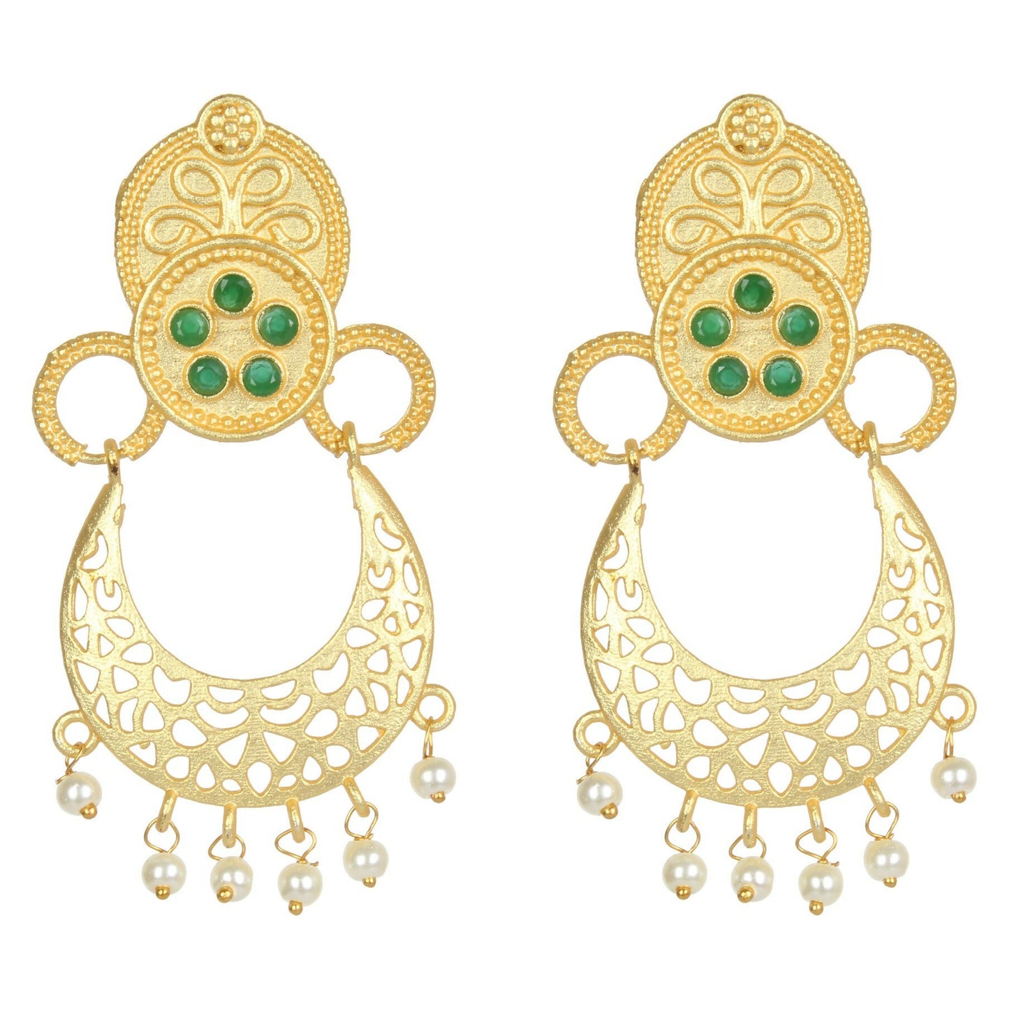 Joban Fashion Women Matte Gold Brass Earrings | Swadesiicart