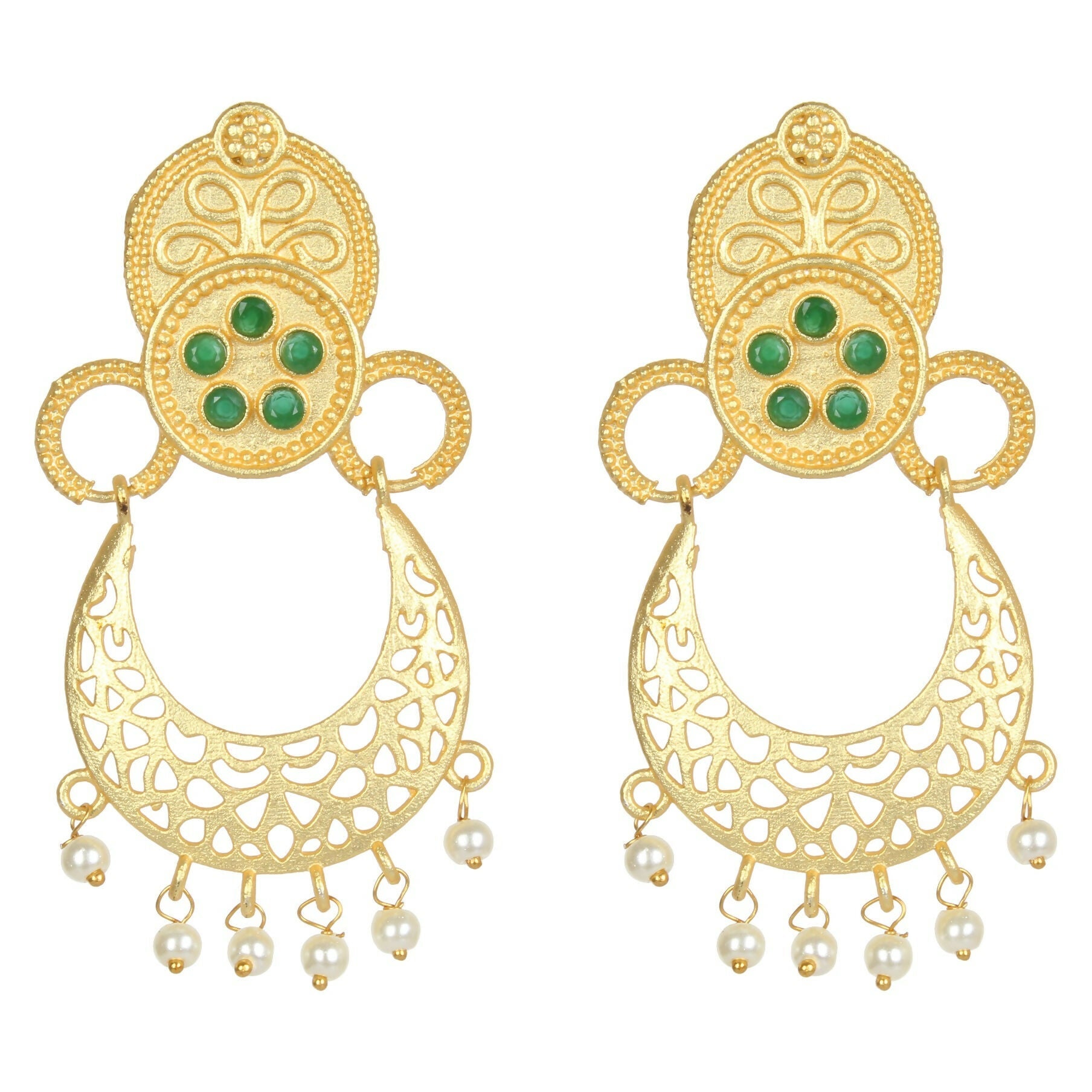 Joban Fashion Women Matte Gold Brass Earrings | Swadesiicart
