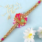 Delightful Pink Zardosi Rakhi & Kaju Katli Box | Swadesiicart