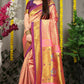 Jyoti Fashion Women's Baby Pink Banarasi Silk Zari Woven Saree with Blouse | Swadesiicart