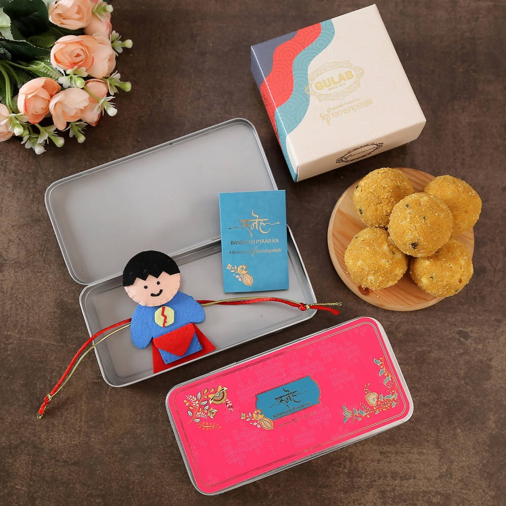 Superman Kids Rakhi & Besan Laddoos | Swadesiicart