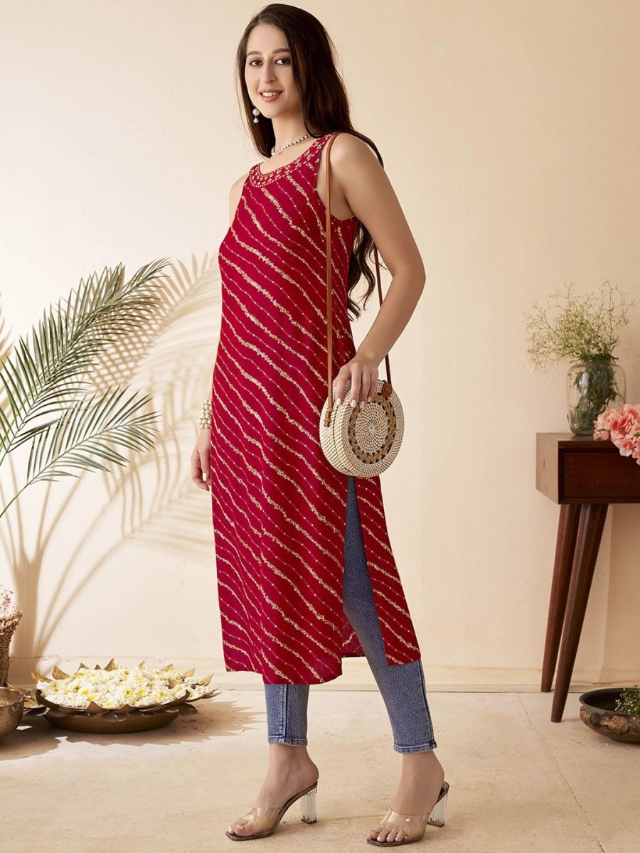Anouk leheriya Printed Straight Kurta - Swadesiicart