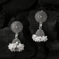 NVR Women Silver Toned Dome Shaped Jhumkas Earrings | Swadesiicart