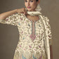Vegaa Fashion Off White Chinon Embroidered Designer Palazzo Suit - Swadesiicart