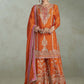 Vegaa Fashion Orange Chinon Embroidered Designer Palazzo Suit - Swadesiicart