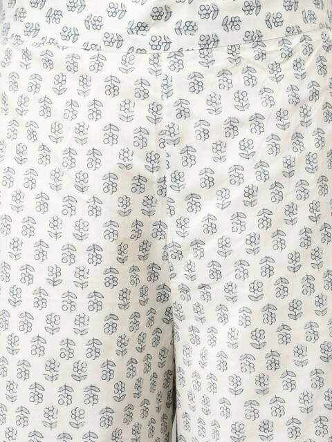 FIORRA Women's Off White Cotton A-Line Kurta Palazzo Set - Swadesiicart