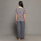 Breathables Women Cotton Printed Loungewear Kurta And Pants Co-Ord Set With Crop Top Grey I Nightwear