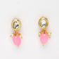 NVR Women's Pink Artificial Beads Layered Necklace with Drop Earring - Swadesiicart
