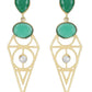 Joban Fashion Women Green Stone Matte Gold Earrings | Swadesiicart