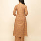 FIORRA Women's Brown Cotton A-Line Kurta Pant With Dupatta - Swadesiicart