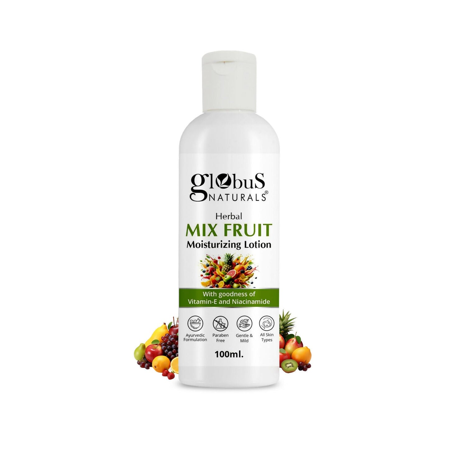 Globus Naturals Herbal Mix Fruit Moisturizing Body Lotion For Radiant, Glowing Skin, All Skin Types | Swadesiicart