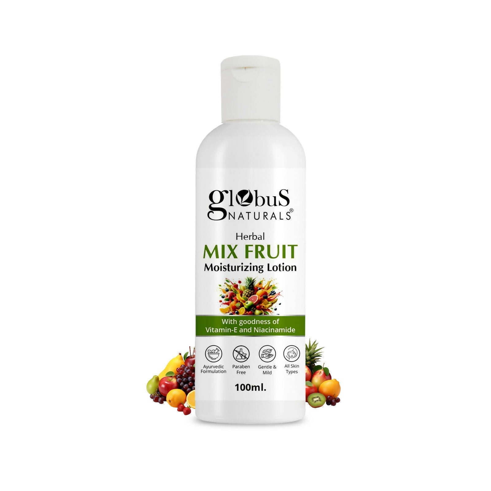 Globus Naturals Herbal Mix Fruit Moisturizing Body Lotion For Radiant, Glowing Skin, All Skin Types | Swadesiicart