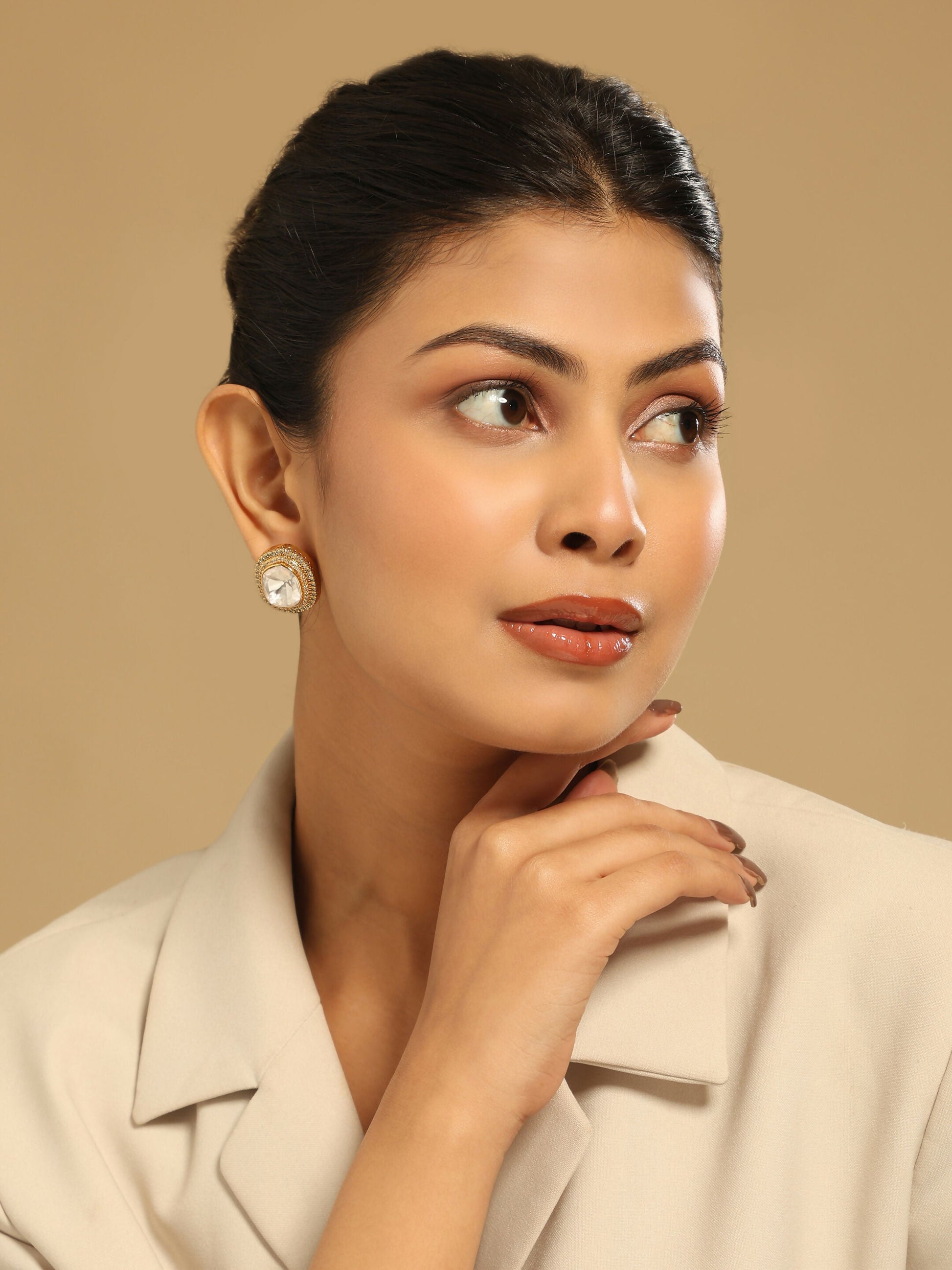 Nuyug Golden Spark Anti Tarnish studs | Swadesiicart