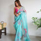 Vamsee Sky Blue Organza Saree - Swadesiicart